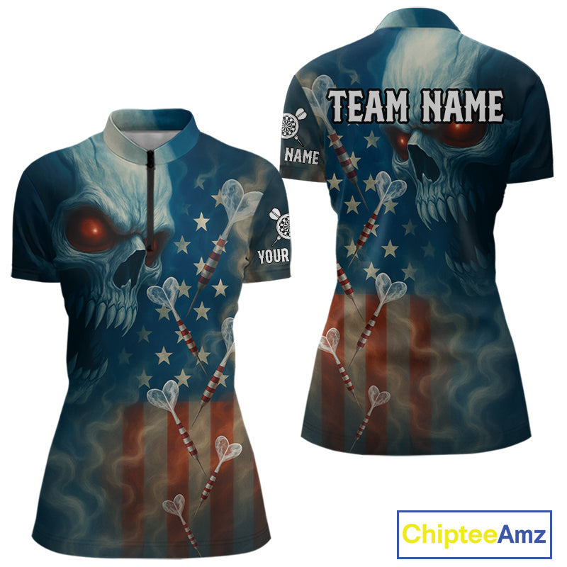 Custom Patriotic Women Darts Shirt Personalized US Flag Dart Arrows Outfits Dart Team Jerseys NYN1162