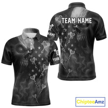 Load image into Gallery viewer, Custom Patriotic Men Darts Shirt Personalized US Flag Dart Arrows, Grey Outfits Dart Jerseys NYN1163
