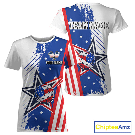 Red White Blue 250th Anniversary Pickleball Shirt For Women Patriotic USA Pickleball Jersey