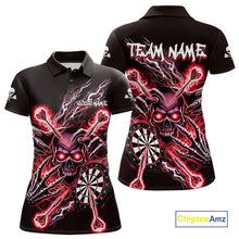 Load image into Gallery viewer, Personalized Red Skeleton Thunder Lightning Women Dart Polo Shirts Skull Dart Jerseys NYN2121