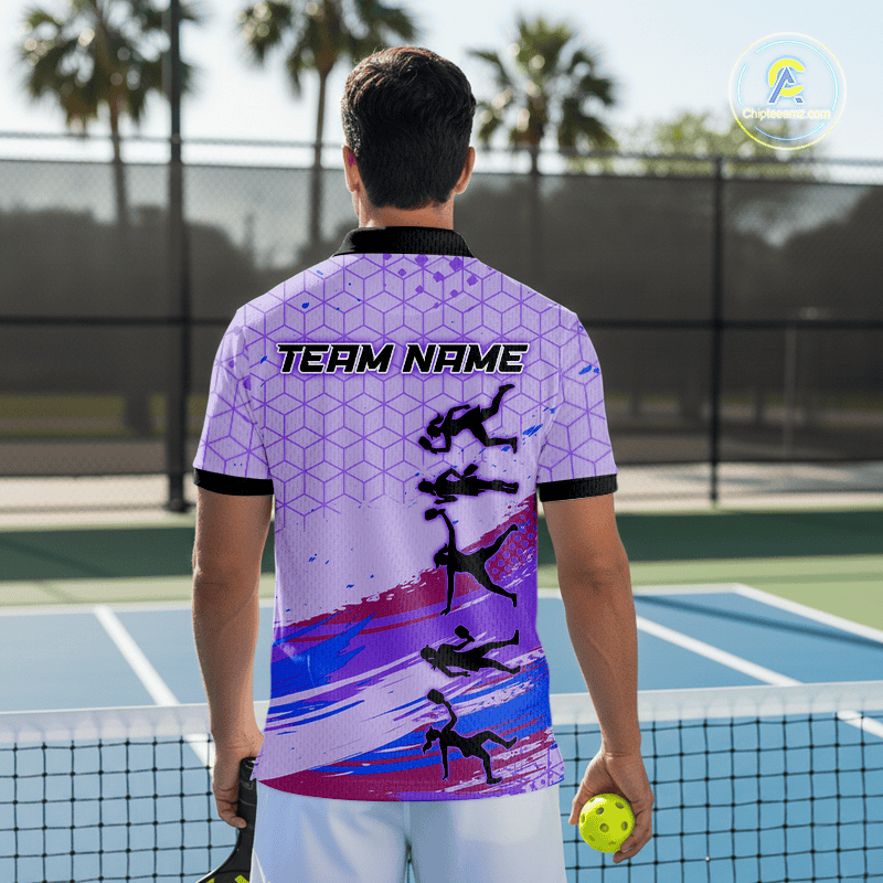 Custom Brush Purple Pickleball League Jerseys Pickleball Paddle League Shirts For Men NYN2134