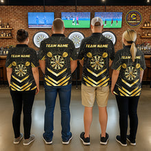 Load image into Gallery viewer, Black And Gold Dartboard Women Dart Polo &amp; 1/4-Zip Shirt Custom Cracked Dart Jersey For Darters NYN3002
