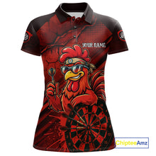 Load image into Gallery viewer, Red Splatter Rooster Darts Polo &amp; 1/4-Zip Shirt For Women Custom Funny Dart Jersey For Darters NYN3005