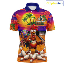 Load image into Gallery viewer, Funny Colorful Rooster Bowling Jerseys For Men Custom Summer Bowling Shirt Team Attire NYN3183