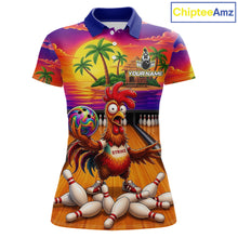 Load image into Gallery viewer, Funny Colorful Rooster Bowling Jerseys For Women Custom Summer Bowling Shirt Team Attire NYN3183
