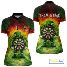 Load image into Gallery viewer, Funny Shamrock Dartboard &amp; Arrow Women Darts 1/4-Zip Shirt Custom St Patrick's Day Dart League Shirt NYN2650