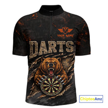 Load image into Gallery viewer, Personalized Funny Bear Grunge Camouflage Darts Polo &amp; 1/4-Zip Shirts For Men Dart Team Jerseys NYN2814