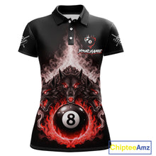 Load image into Gallery viewer, Custom Horror Wolfs Black Red Smokes Pool 8 Ball Women's Billiard Team Shirt Billiard Attire NYN2668