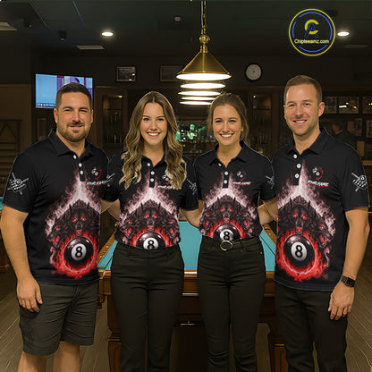 Custom Horror Wolfs Black Red Smokes Pool 8 Ball Women's Billiard Team Shirt Billiard Attire NYN2668