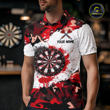 Load image into Gallery viewer, Personalized Red And White Splatter Dartboard Camouflage Darts Shirts For Men Dart Team Jerseys NYN2823