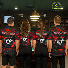 Load image into Gallery viewer, Red Splatter Ball 8 Billiard Jerseys For Men Custom Funny Bulldog Billiard Team Jersey NYN2828