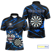 Load image into Gallery viewer, Blue Splatter Dart Polo &amp; Quarter-Zip Shirt For Men Custom Funny Bulldog Darts Team Jersey NYN2830
