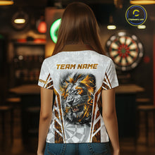 Load image into Gallery viewer, Yellow And White Grunge Tiger Dartboard Custom Women Darts Polo League Shirts Dart Jerseys NYN2839