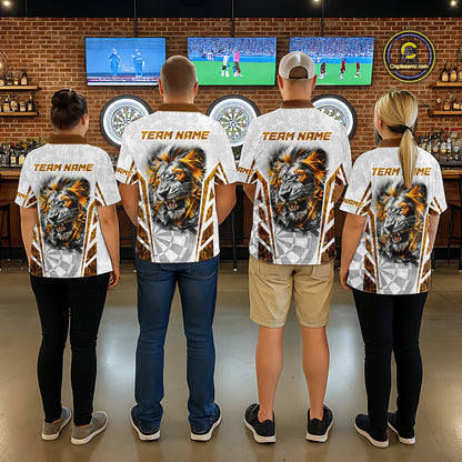 Yellow And White Grunge Tiger Dartboard Custom Women Darts Polo League Shirts Dart Jerseys NYN2839