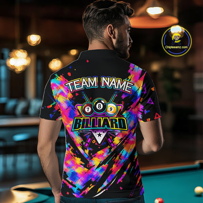 Personalized Colorful Paint Billiard Ball Shirt For Men Custom Billiard Pool Team Jersey NYN3225