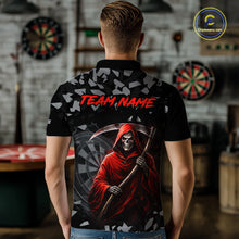Load image into Gallery viewer, Red Grim Reaper Smoke Dartboard Custom Grunge Men Darts Polo Shirt Darts Team Jersey NYN2719