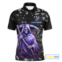 Load image into Gallery viewer, Holographic Grim Reaper Smoke Dartboard Custom Men Darts Polo Shirt Dart Team Jersey NYN2720