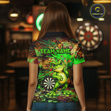 Load image into Gallery viewer, Personalized Funny Dart Shirt Cartoon Frog Dartboard Polo Quarter Zip Shirt Custom Team Shirt For Women NYN2858