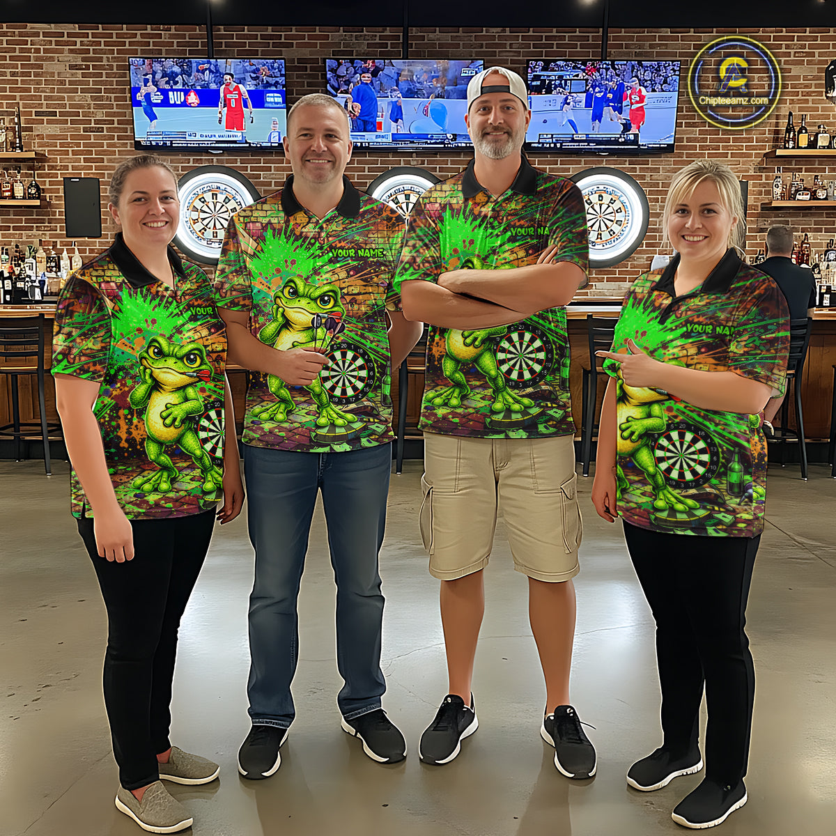 Personalized Funny Dart Shirt Cartoon Frog Dartboard Polo Quarter Zip Shirt Custom Team Shirt For Women NYN2858