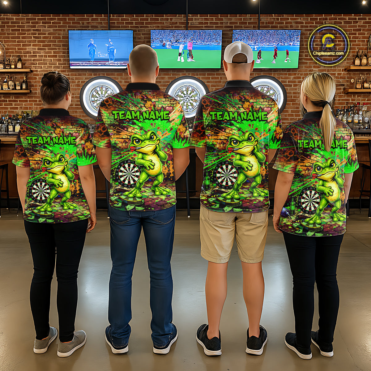 Personalized Funny Dart Shirt Cartoon Frog Dartboard Polo Quarter Zip Shirt Custom Team Shirt For Women NYN2858