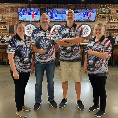 Eagle Plays Dart Arrow Freedom Patriotic Darts Polo Shirt Personalized US Flag Men Dart Jerseys NYN2519