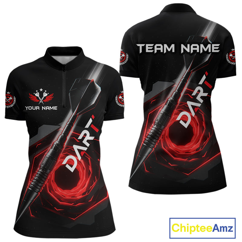Black And Red Geometry Swirl Dart Arrow Custom Men Darts Polo Shirt Dart Gifts NYN1982
