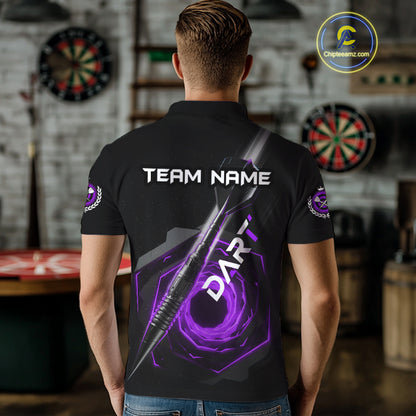 Black And Purple Geometry Swirl Dart Arrow Custom Men Darts Polo Shirt Dart Gifts NYN1983