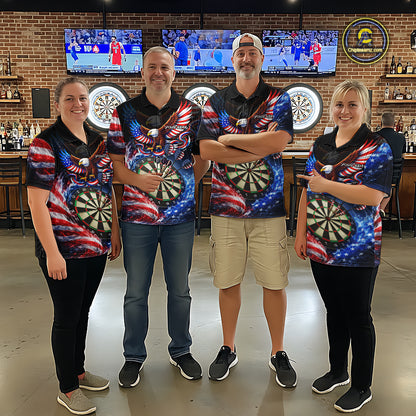 Eagle Dartboard US Flag Freedom Darts Polo Shirt Personalized Patriotic Men Dart Jerseys NYN2527