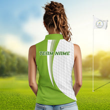 Load image into Gallery viewer, Green Golf Course Golf Sleeveless Polo Shirts For Women Custom Team Name White Golf Ball Jersey NYN3258
