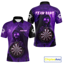 Load image into Gallery viewer, Custom Purple Ravens Grim Reaper Halloween Men Dart Polo Shirt Dart Team Jersey NYN1450