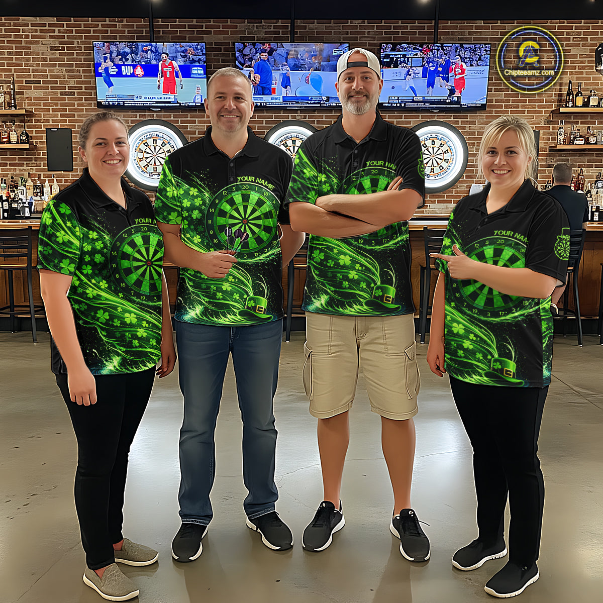 Funny Shamrock Tornado Dartboard Men Darts Quarter-Zip Shirt Custom St Patrick's Day Darts Team Jersey NYN2532