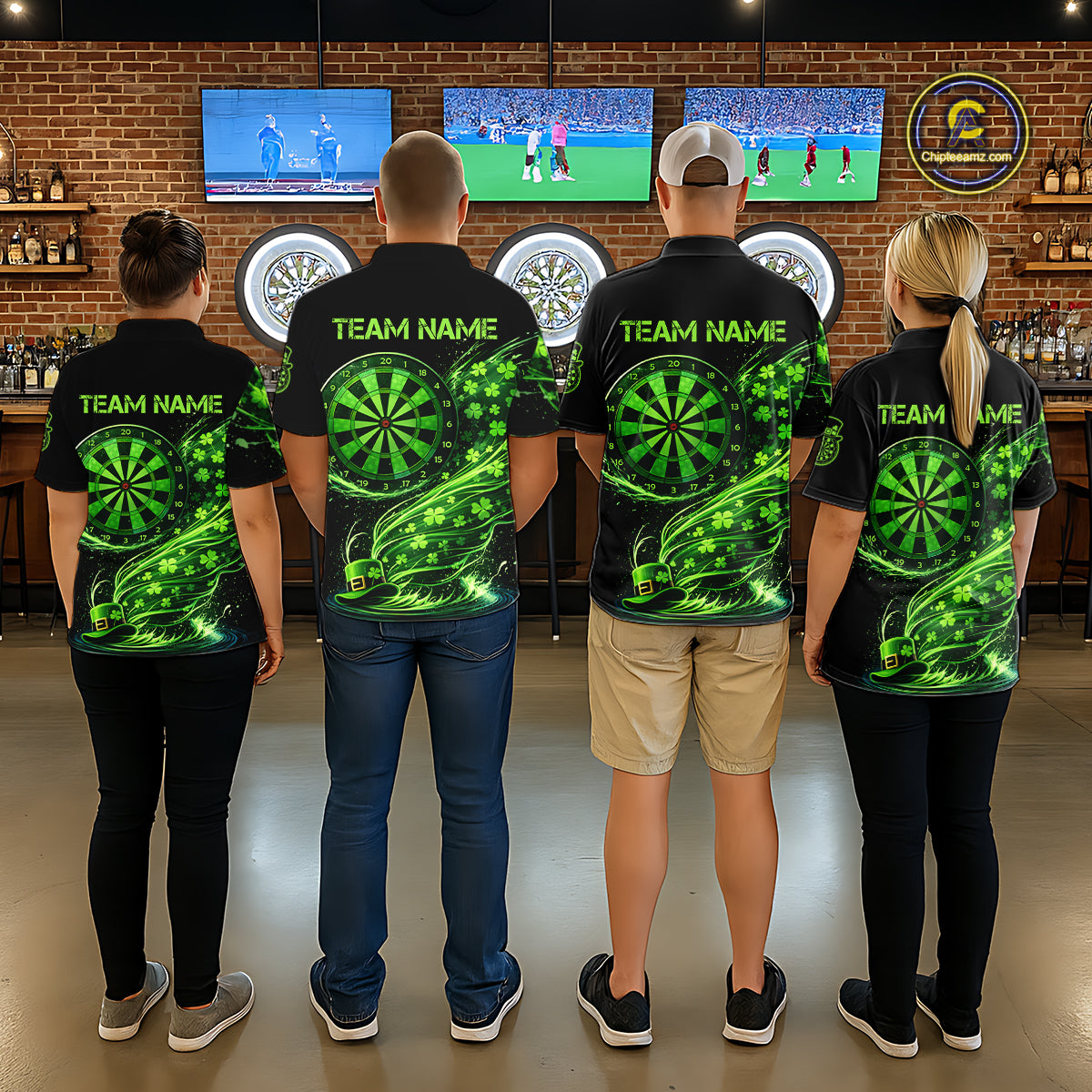Funny Shamrock Tornado Dartboard Men Darts Quarter-Zip Shirt Custom St Patrick's Day Darts Team Jersey NYN2532