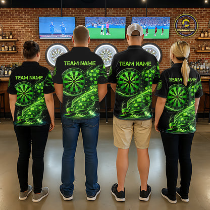 Funny Shamrock Tornado Dartboard Men Darts Quarter-Zip Shirt Custom St Patrick's Day Darts Team Jersey NYN2532