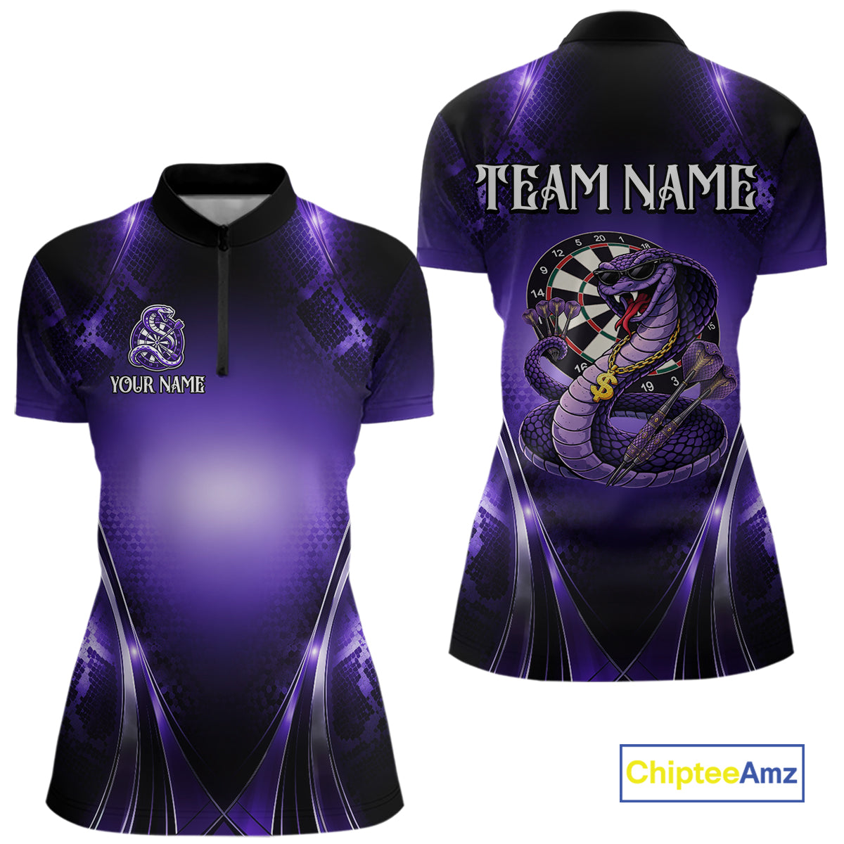 Custom Light Purple Cobra Darts Women Polo & 1/4-Zip Dart Shirt Funny Rich Cobra Outfit Dart Jerseys NYN2902