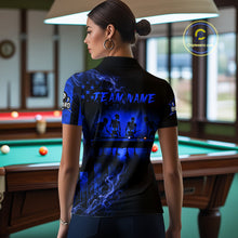 Load image into Gallery viewer, Blue Smokes American Flag 8 Ball Billiard Pool Shirt For Women Custom Billiard Skeleton Team Appeal NYN3288