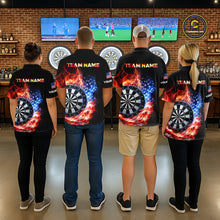 Load image into Gallery viewer, American Flag Fire Flame Smoke Dartboard Women Darts 1/4-Zip Shirt Custom Dart Team Jersey Gifts NYN2537