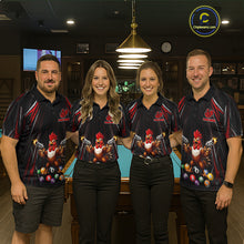 Load image into Gallery viewer, Black And Red Grunge Rooster Gun 8 Ball Women Billiard Polo Shirts Custom Funny Billiard Team Apparel NYN3297