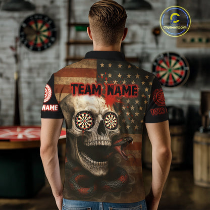 Custom Horror Cobra Skull Dartboard Dart Polo Shirt For Men Patriotic Dart Team Jersey NYN1500