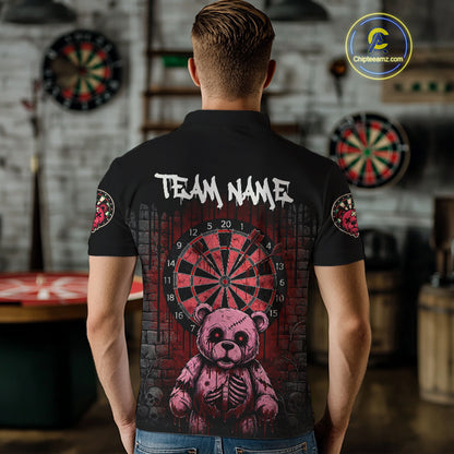 Black And Red Dripping Creepy Bear Grunge Custom Polo Dart Shirt For Men Dart Jerseys NYN2021