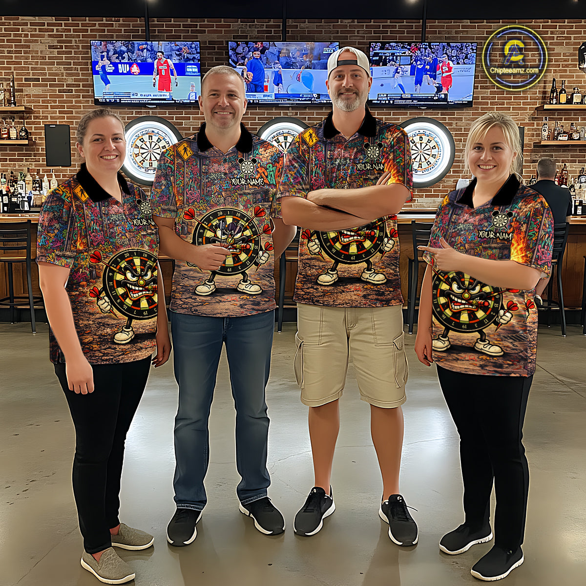 Funny Dartboard Smoking Women Darts Team Shirt Personalized Graffiti Dart Polo Jerseys NYN2554