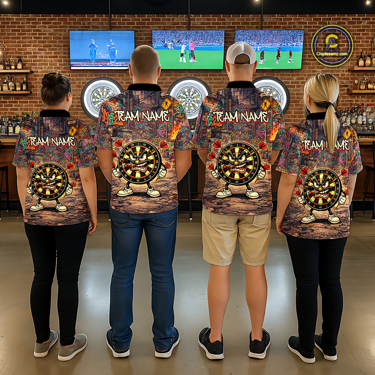 Funny Dartboard Smoking Women Darts Team Shirt Personalized Graffiti Dart Polo Jerseys NYN2554