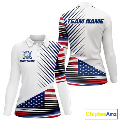 Patriotic Women Golf Shirts Golf Clothing Custom American Flag Polo Shirt, Gifts For The Golfer NYN2932