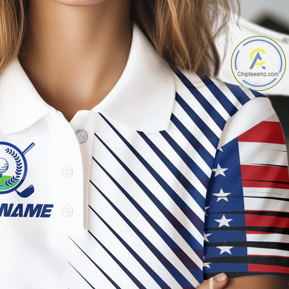 Patriotic Women Golf Shirts Golf Clothing Custom American Flag Polo Shirt, Gifts For The Golfer NYN2932