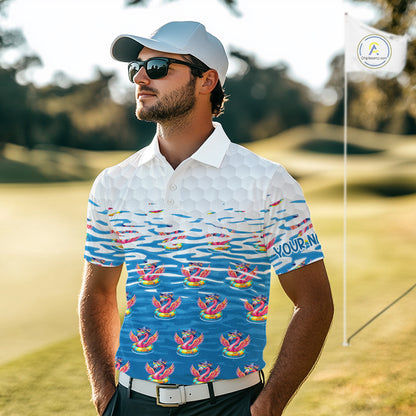 Flamingo Golf Clothing Waving Summer Golf Shirt Funny Custom Floral Golf Polo, Best Golf Gifts NYN2937