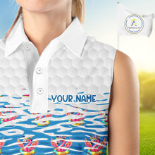 Load image into Gallery viewer, Flamingo Golf Clothing Waving Summer Golf Sleeveless Shirt Women Custom Floral Golf Polo, Best Golf Gifts NYN2937