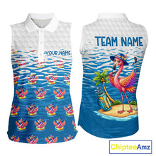 Load image into Gallery viewer, Flamingo Golf Clothing Waving Summer Golf Sleeveless Shirt Women Custom Floral Golf Polo, Best Golf Gifts NYN2937