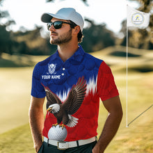 Load image into Gallery viewer, Red Blue American Flag Eagle Golf Polo Shirts For Men Custom Patriotic Golf Team Jersey NYN3330