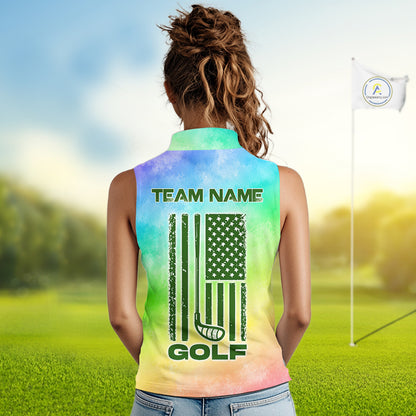 Tie Dye Golf Shirt Custom Rainbow Colorful Smoke Golf Clothing For Women Golf Team Outfits NYN3333