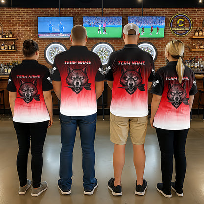 Personalized Wolf-Head Dart Arrows Red Dart Quarter-Zip Shirt For Men Dart Team Jerseys NYN2284