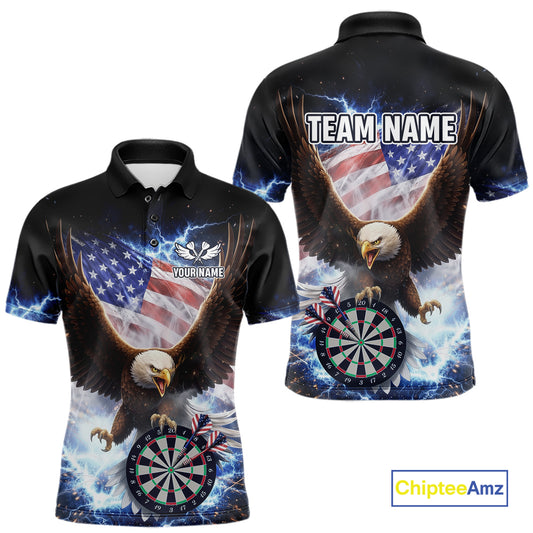 US Flag Smoke Eagle Lightning Dartboard Men Darts Shirt Personalized Patriotic Dart Polo Jerseys NYN2575